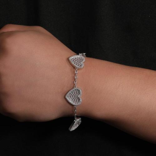 One pc hip hop rhinestone heart-shaped adjustable bracelet(length:18cm)