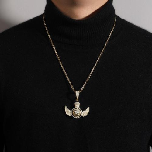 One pc rhinestones angel wings rotating globe pendant necklace(length:60cm)