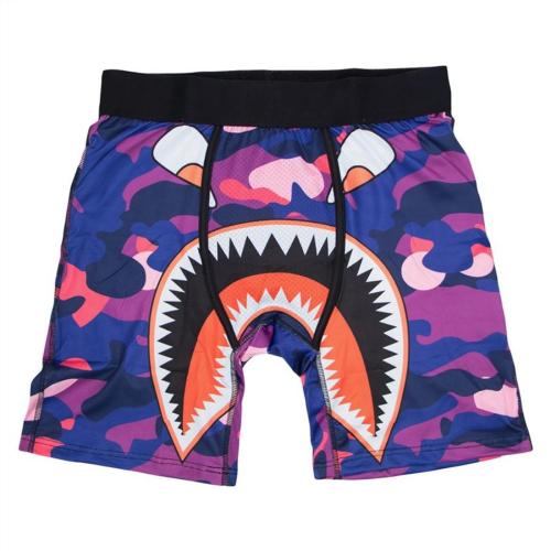 Sports plus size slight stretch shark camo printing midi waist trunks#1#