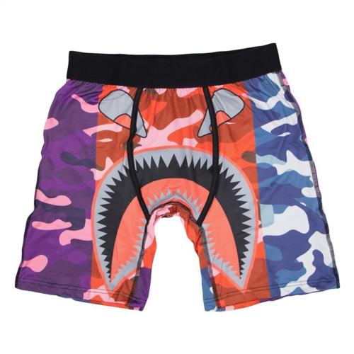 Sports plus size slight stretch shark camo printing midi waist trunks#2#