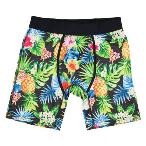 Sports plus size slight stretch pineapple and flower printing midi waist trunks