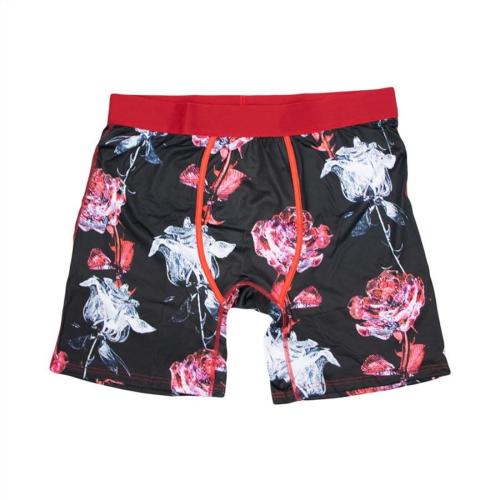 Sports plus size slight stretch flower graphic printing flat angle trunks