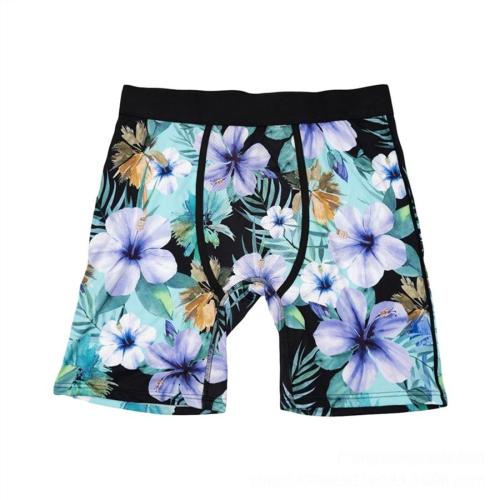Sports plus size slight stretch floral print breathable trunks