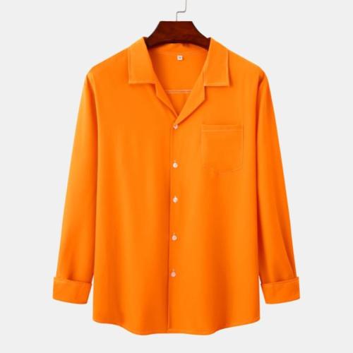 Casual plus size non-stretch simple 12-colors orange shirt