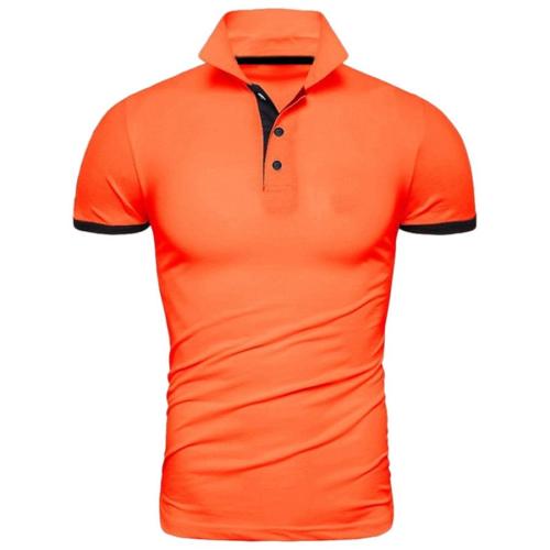 Casual plus size slight stretch solid orange short sleeve polo shirt