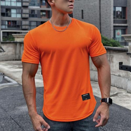 Athletic plus size slight stretch orange fitness t-shirt size run small