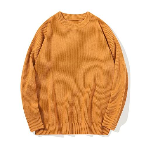 Casual plus size slight stretch simple knitted orange sweater size run small