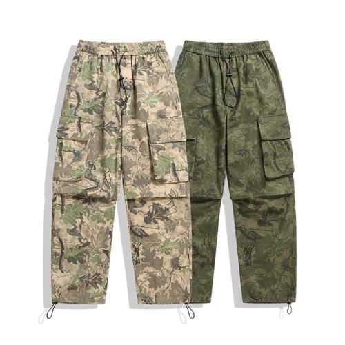 Casual plus size non-stretch camo batch printing loose cargo pants