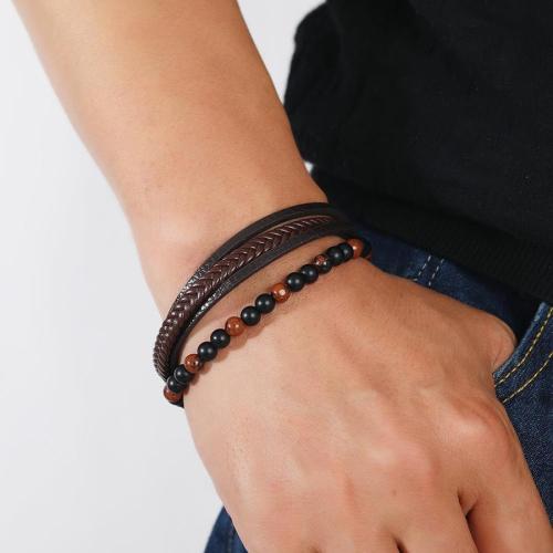 One pc pu hand woven beads magnet buckle bracelet(length:21.5cm)