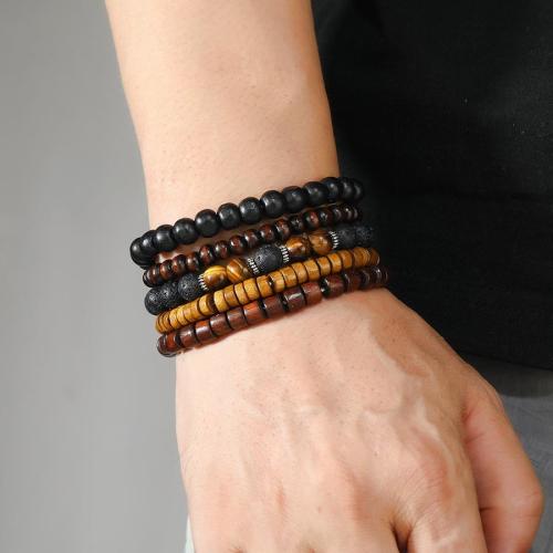 Five piece set natural stone beaded bracelet(length:19cm)