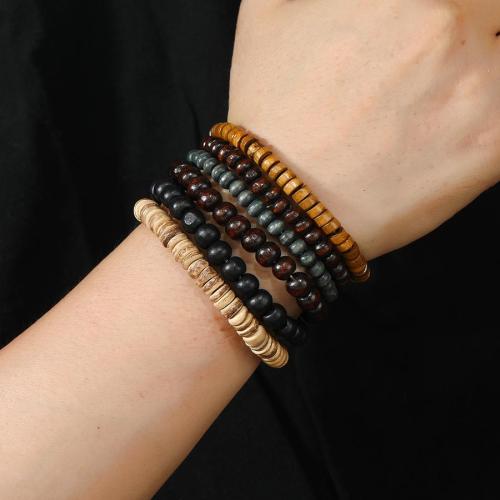 Six piece set  irregular coconut shell wooden beads bracelet(length:19cm)