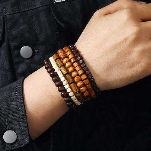 Six piece set  irregular wooden beads bracelet(length:19cm)