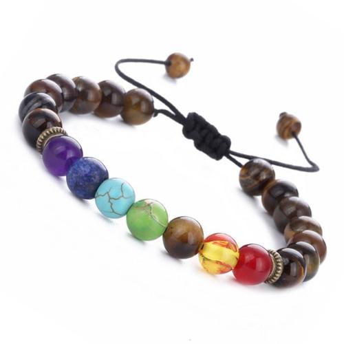 One pc stylish new multicolor stone tiger eye stone beaded bracelet(width:8mm)