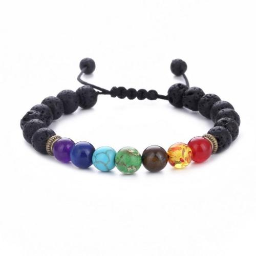 One pc stylish new multicolor stone volcanic stone beaded bracelet(width:8mm)