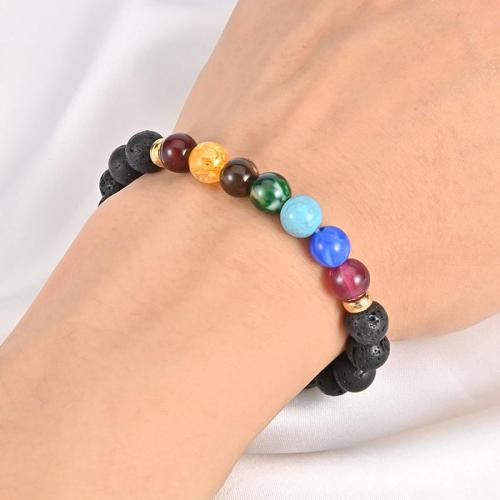One pc stylish new volcanic stone colored agate beaded bracelet(width:8mm)