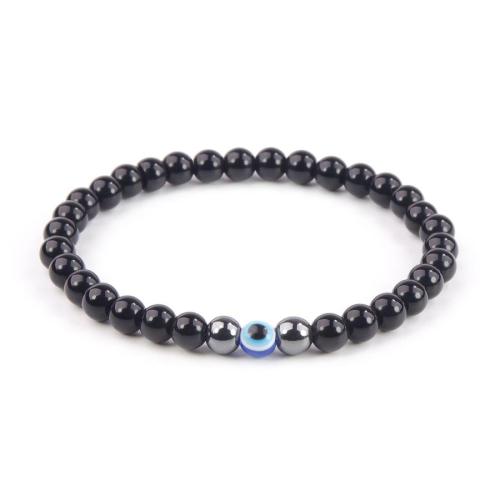 One pc stylish new obsidian magnet devil's eye beaded bracelet(width:6mm)