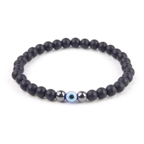 One pc stylish frosted obsidian magnet devil's eye beaded bracelet(width:6mm)