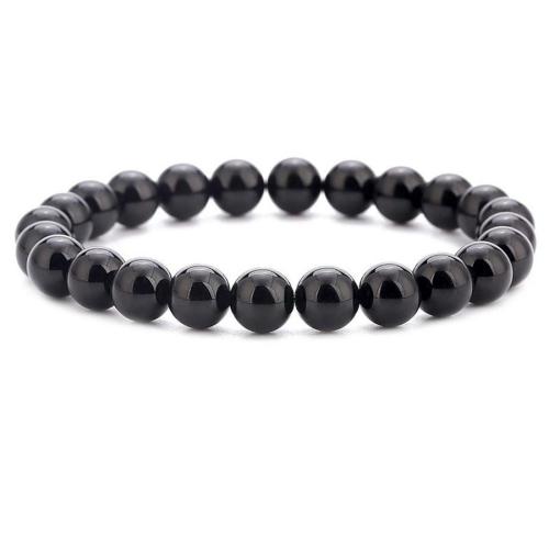 One pc new stylish obsidian beaded bracelet(width:8mm)