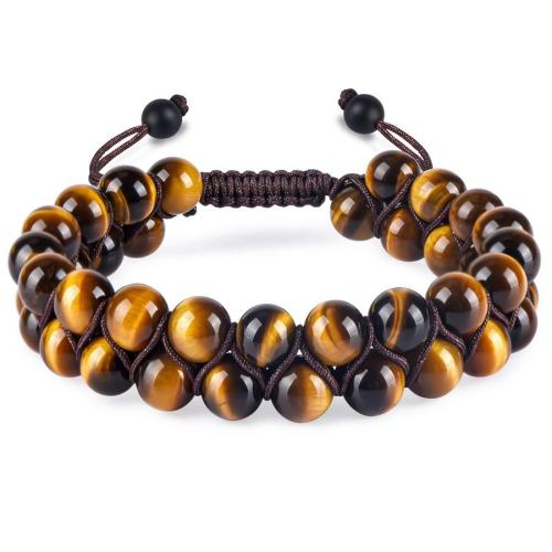 One pc new double layer yellow tiger eye stone beaded bracelet(width:8mm)