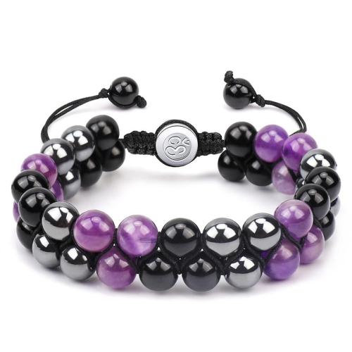 One pc new double layer amethyst agate mixed beaded bracelet(width:8mm)