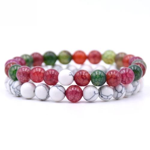 Two piece set stylish new agate white turquoise beaded bracelet(width:8mm)