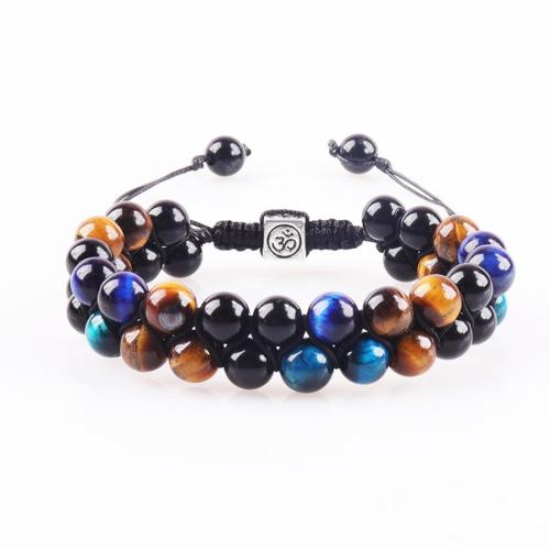 One pc two layer square buckle lapis lazuli agate beaded bracelet(width:8mm)