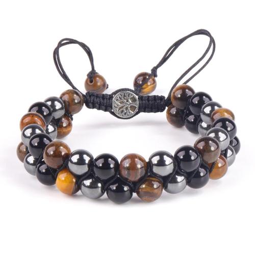 One pc tree of life buckle tiger eye stone mixed beaded bracelet(width:8mm)