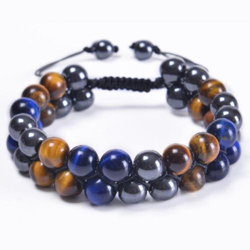 One pc double layer tiger eye stone mixed beaded bracelet(width:10mm)