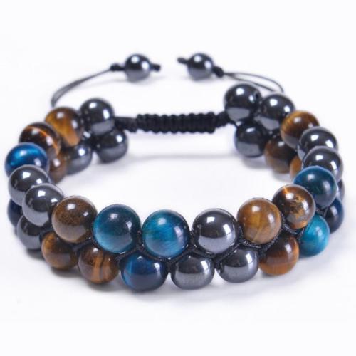 One pc double layer multicolor tiger eye stone mixed beaded bracelet(width:10mm)