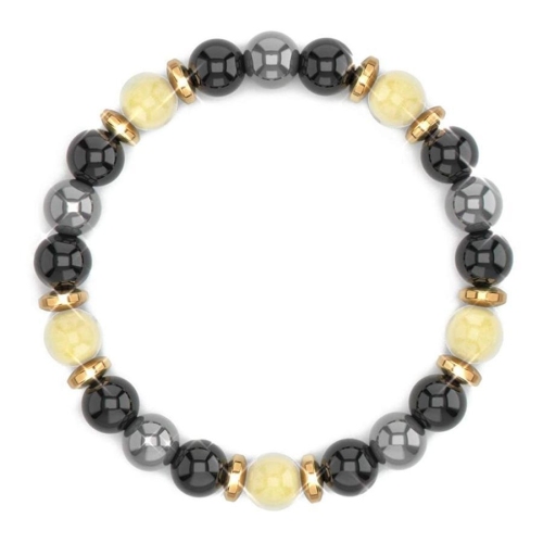 One pc new stylish citrine obsidian hematite beaded bracelet(width:6mm)