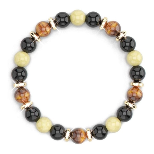 One pc new stylish citrine obsidian yellow tiger eye beaded bracelet(width:6mm)