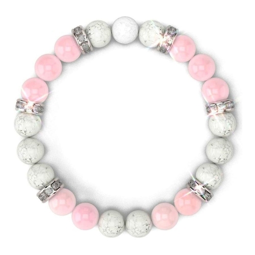 One pc new stylish white turquoise pink quartz beaded bracelet(width:6mm)
