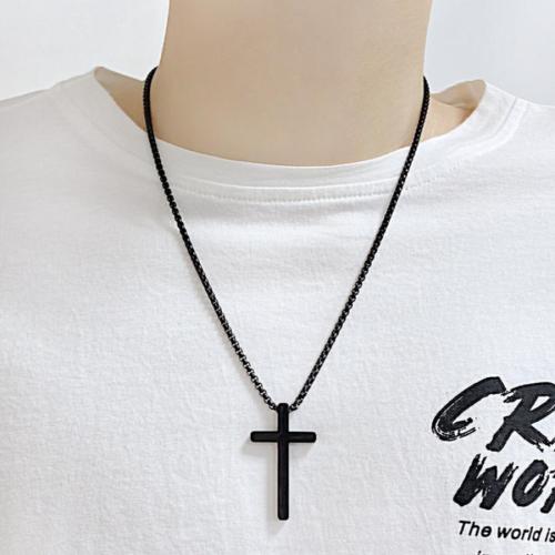 One pc stylish new cross pendant titanium steel necklace(length:4cm)