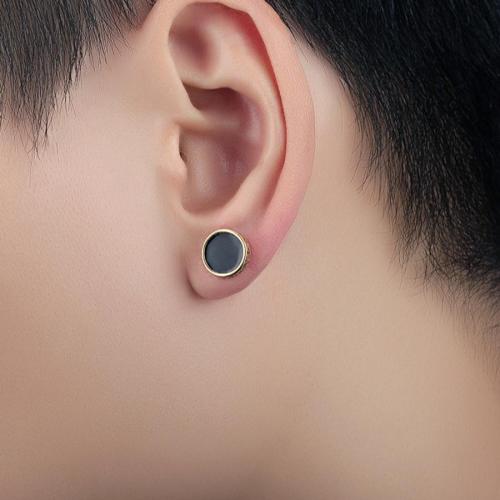 One pair new stylish titanium steel round earrings(width:10mm)