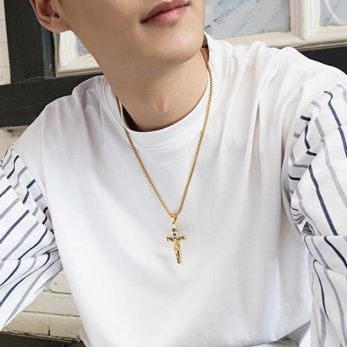 One pc stylish new solid color jesus cross pendant necklace(length:55cm)