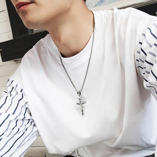 One pc stylish new solid color jesus cross pendant necklace#2(length:55cm)