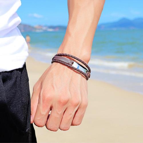 Stylish new 3 colors weave pu alloy bracelet(length:20cm)