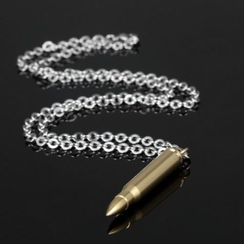 One pc stylish solid color bullet pendant stainless steel necklace(length:55cm)