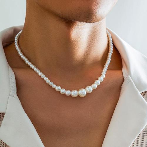 One pc simple design irregular pearl beads necklace(length:45+7cm)