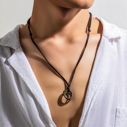 One pc simple alloy circle pendant necklace(length:90cm)