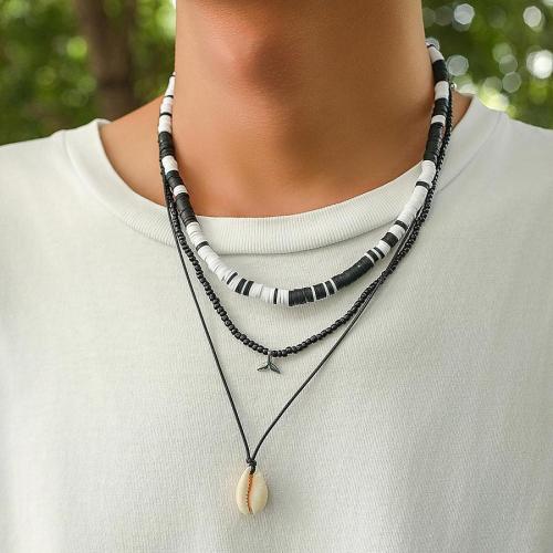 Three piece set shell fishtail pendant beads necklace(mixed length)