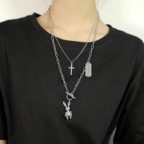One pc stylish new rabbit pendant stainless steel necklace(mixed length)