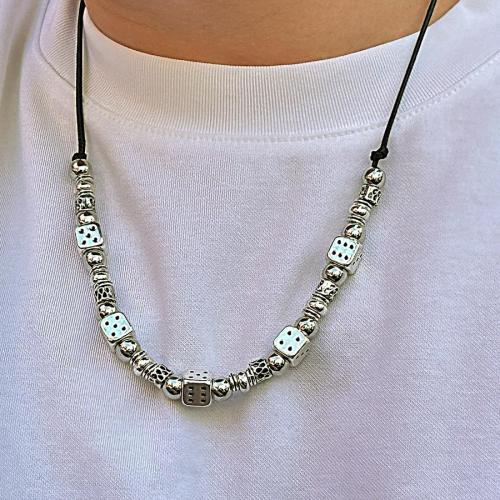 One pc dice beads alloy necklace(length:70cm)