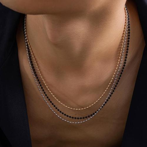 One pc simple fine beads copper necklace(length:50cm)