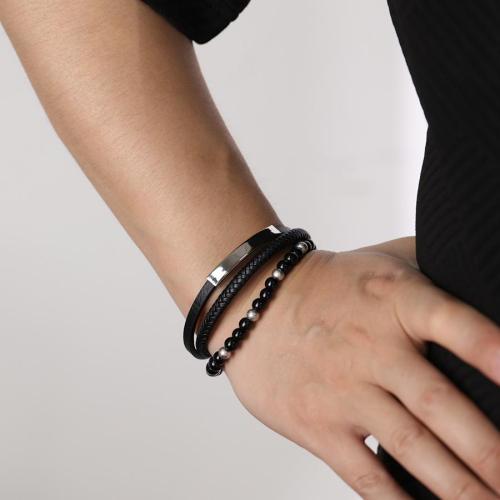 One pc stylish new weave leather agate beaded bracelet(length:21cm)