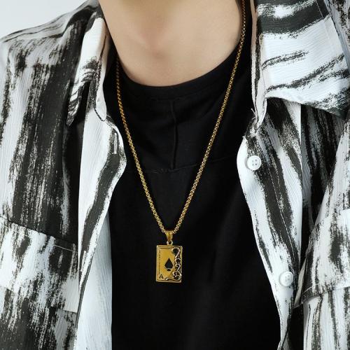 One pc stylish new poker pendant stainless steel necklace(length:55cm)