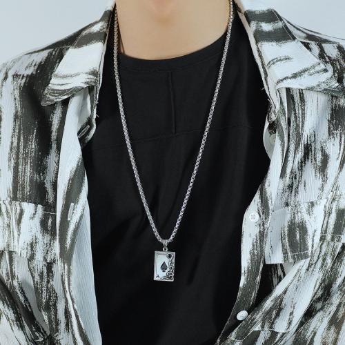 One pc stylish new poker pendant stainless steel necklace#2(length:55cm)