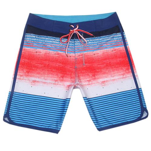 Plus size slight stretch striped print quick dry surf rafting board shorts