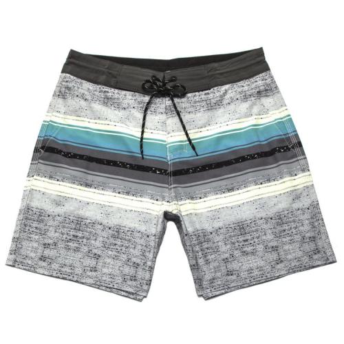 Stylish plus size slight stretch surf quick-drying striped print board shorts#1
