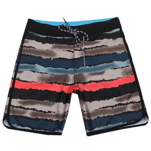 Plus size slight stretch striped print quick dry surf rafting board shorts#3